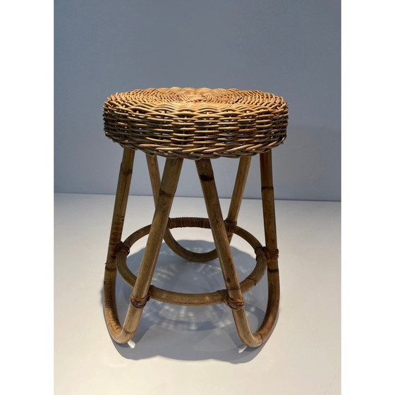 Image 1 of Tabouret vintage en rotin