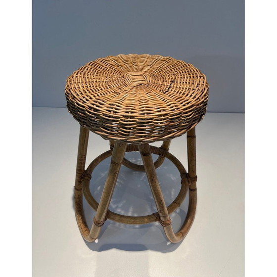 Image 1 of Tabouret vintage en rotin