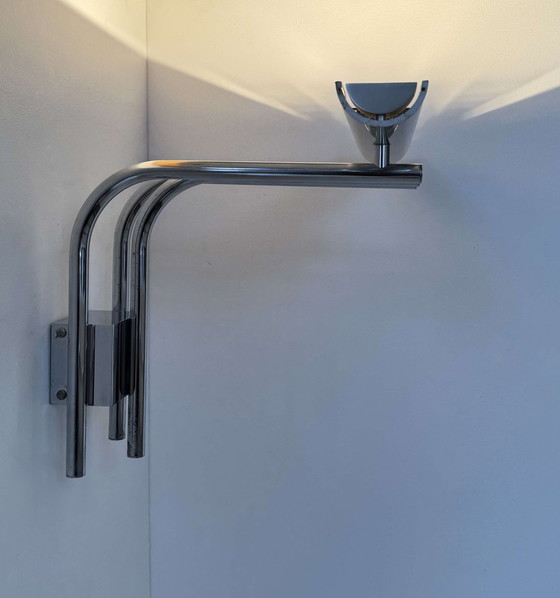 Image 1 of Applique Vintage 20581, Metal Chromé, Par Verre Lumière Studio France 1978