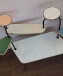 Grande table à plantes des années 50/70 Table à fleurs colorée pastel