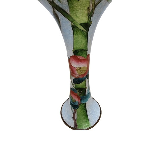 Vase trompette japonais cloisonné, années 1960