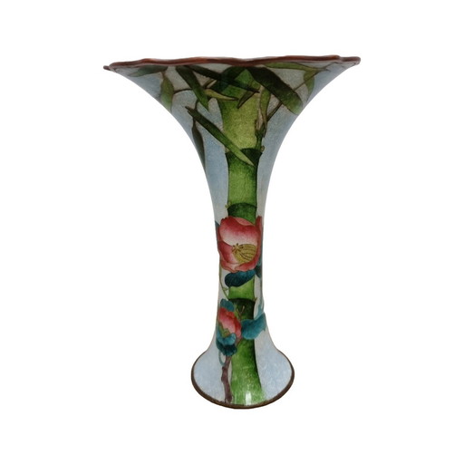 Vase trompette japonais cloisonné, années 1960