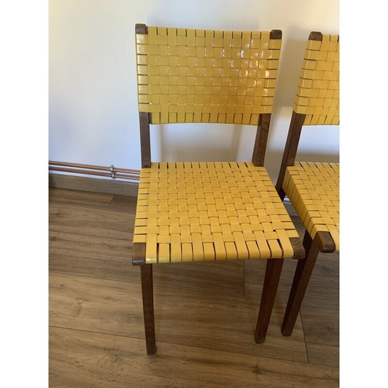 Image 1 of Ensemble de 4 chaises vintage en érable teinté "666 wsp" par Jens Risom pour Hans G Knoll, 1950
