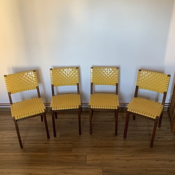 Image 1 of Ensemble de 4 chaises vintage en érable teinté "666 wsp" par Jens Risom pour Hans G Knoll, 1950