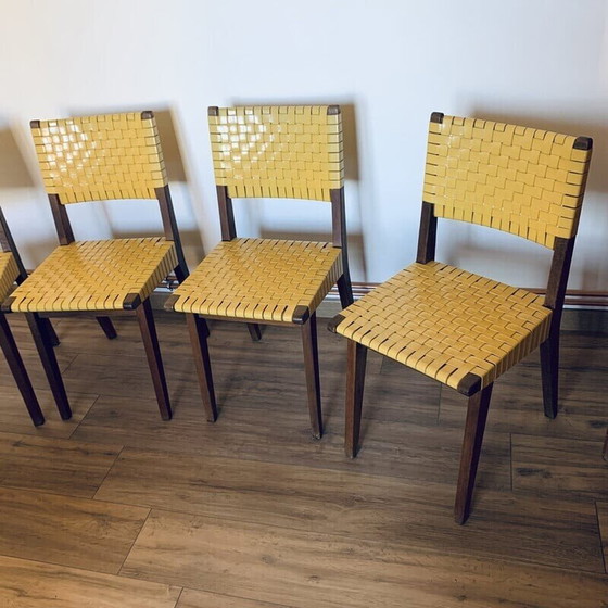 Image 1 of Ensemble de 4 chaises vintage en érable teinté "666 wsp" par Jens Risom pour Hans G Knoll, 1950