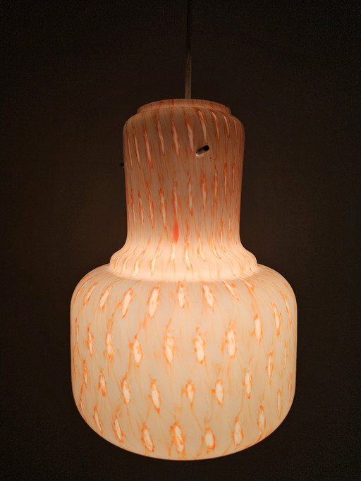 Lampe pendante italienne en verre avec motif orange