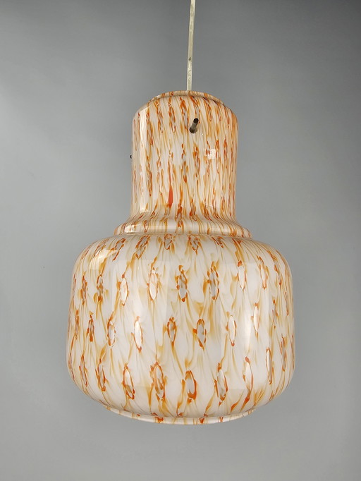 Lampe pendante italienne en verre avec motif orange