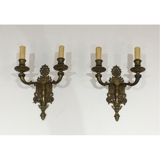 Paire de lampes suspendues en bronze, 1920