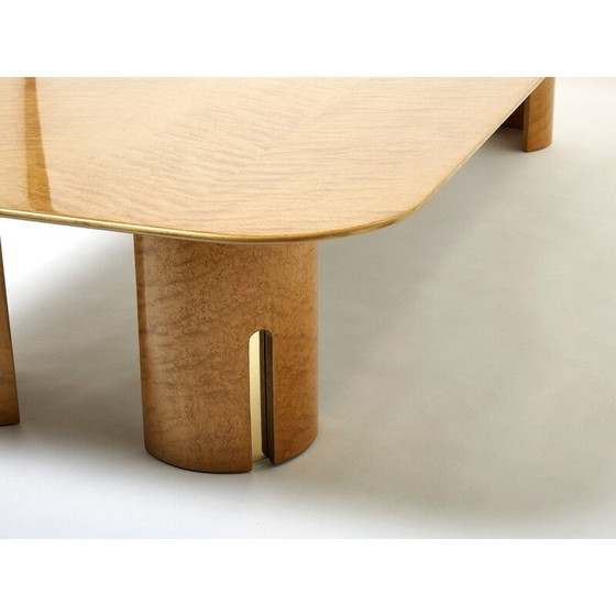 Image 1 of Table basse vintage en érable et laiton par Giovanni Offredi pour Saporiti, 1980