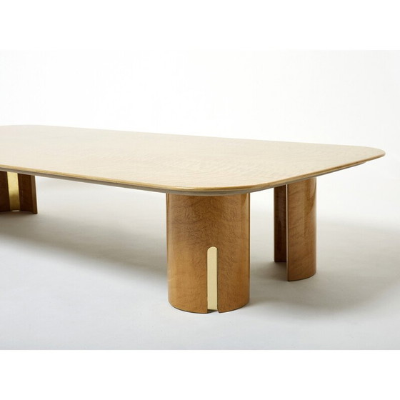 Image 1 of Table basse vintage en érable et laiton par Giovanni Offredi pour Saporiti, 1980
