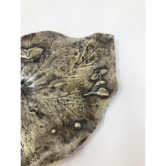 Image 1 of Sculpture vintage en bronze en forme de feuille, Japon