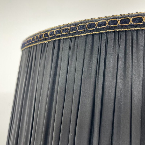 Image 1 of Lampadaire vintage en laiton, onyx et bois bruni avec abat-jour en tissu, Italie années 1950