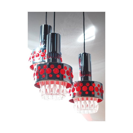 Image 1 of Suspension vintage en tôle, plastique et verre, 1970