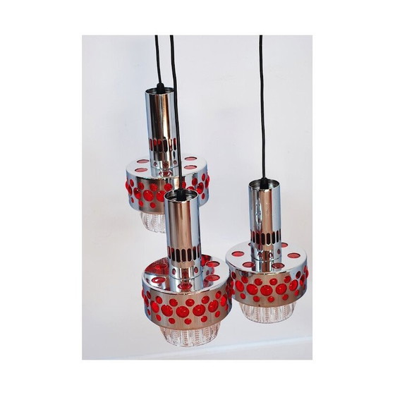 Image 1 of Suspension vintage en tôle, plastique et verre, 1970