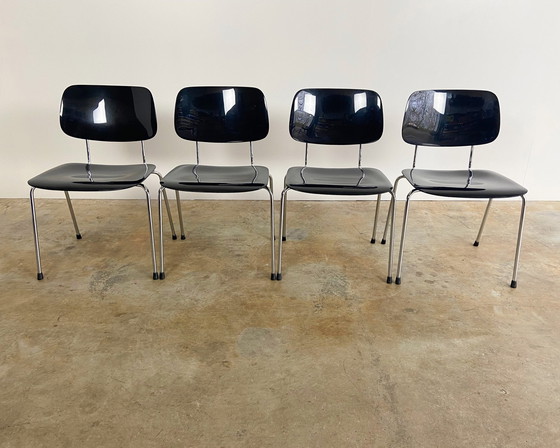Image 1 of 10X Ahrend Fks Revolt Chair Black By Friso Kramer