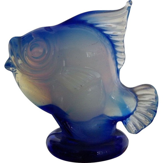 Image 1 of Poisson vintage en verre opalescent de Seguso 1950s