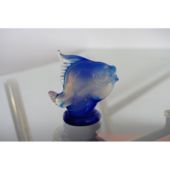 Image 1 of Poisson vintage en verre opalescent de Seguso 1950s