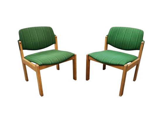 Image 1 of 2X Chaises longues tissu charrue design vintage