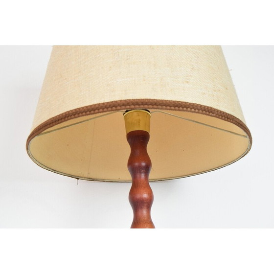 Image 1 of Lampe de table en tissu et bois du milieu du siècle, Tchécoslovaquie, années 1960