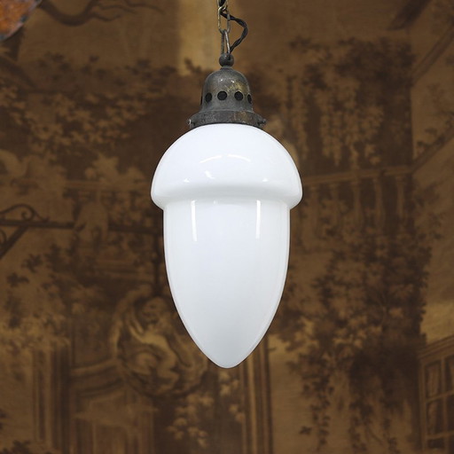 Lampe pendante en opaline Art Déco