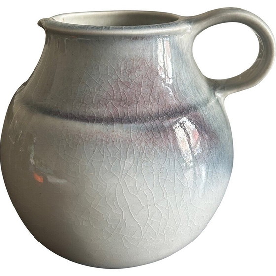 Image 1 of Pichet vintage en céramique bleu et beige
