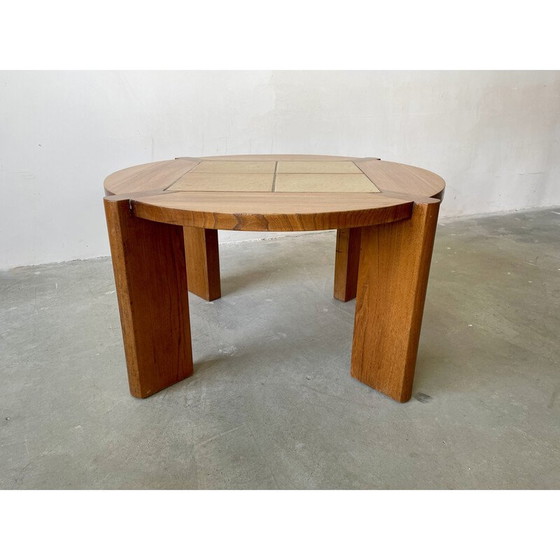 Image 1 of Table basse vintage en orme massif et céramique pour Maison Regain, 1970