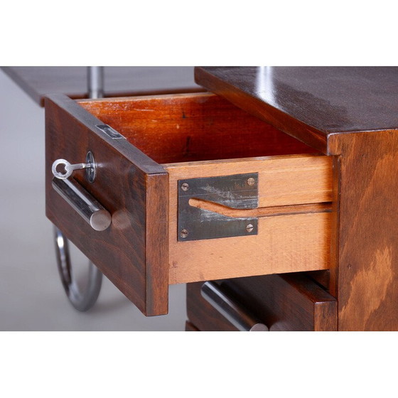 Image 1 of Bureau Bauhaus vintage en hêtre et acier chromé par Robert Slezak pour Slezak Factories, Tchécoslovaquie 1930