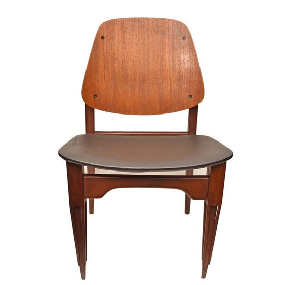 Image 1 of Ensemble de 6 chaises de salle à manger vintage en bois pour Fratelli Proserpio, Italie 1950