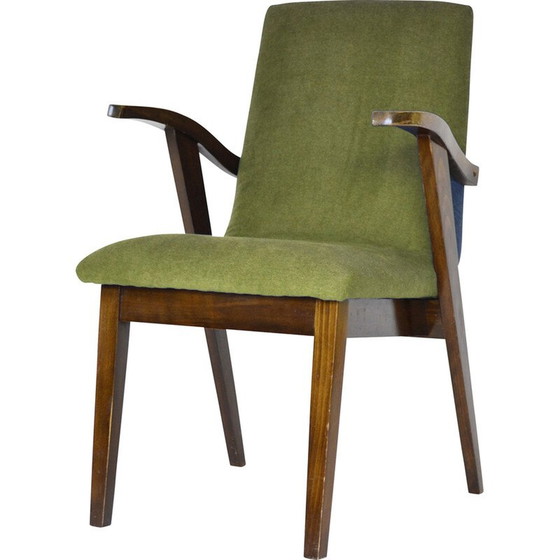 Image 1 of Fauteuil vintage en velours vert par Mieczysław Puchała, années 1950