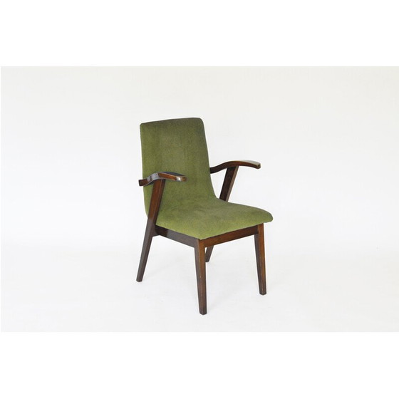 Image 1 of Fauteuil vintage en velours vert par Mieczysław Puchała, années 1950