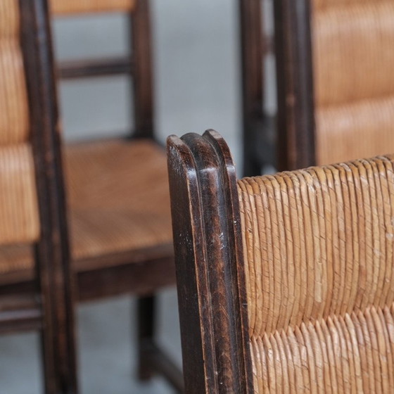 Image 1 of Ensemble de 6 chaises de salle à manger en jonc, France années 1950