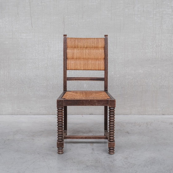 Image 1 of Ensemble de 6 chaises de salle à manger en jonc, France années 1950