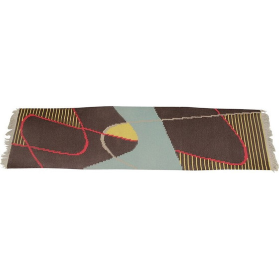 Image 1 of Tapis géométrique étroit vintage d'Antonin Kybal, Tchécoslovaquie 1960