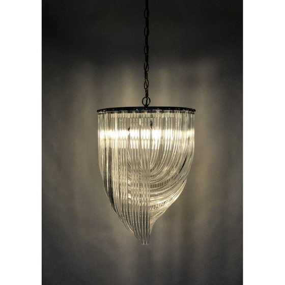 Image 1 of Lustre vintage en ruban de lucite et laiton, 197