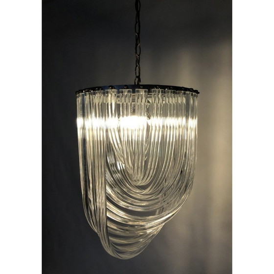 Image 1 of Lustre vintage en ruban de lucite et laiton, 197