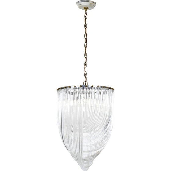 Image 1 of Lustre vintage en ruban de lucite et laiton, 197