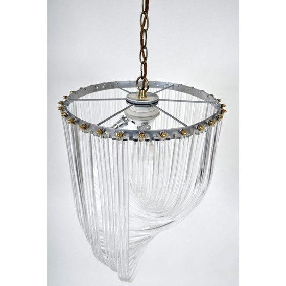 Image 1 of Lustre vintage en ruban de lucite et laiton, 197