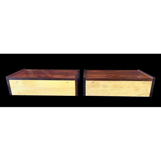 Image 1 of Paire de tables de nuit murales en palissandre Santos vintage