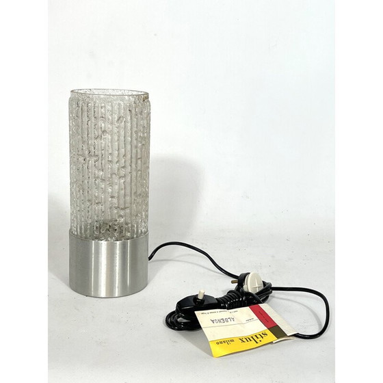 Image 1 of Lampe de table vintage en verre et métal brossé modèle "Albenga" par Stilux Milano, Italie 1960