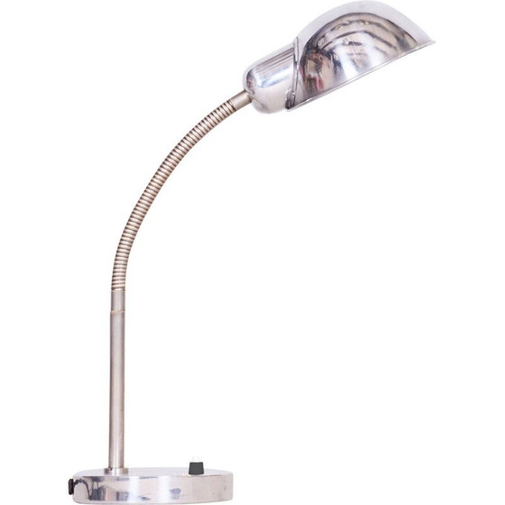 Image 1 of Lampe de table vintage Bauhaus en acier chromé et aluminium, Tchécoslovaquie 1930
