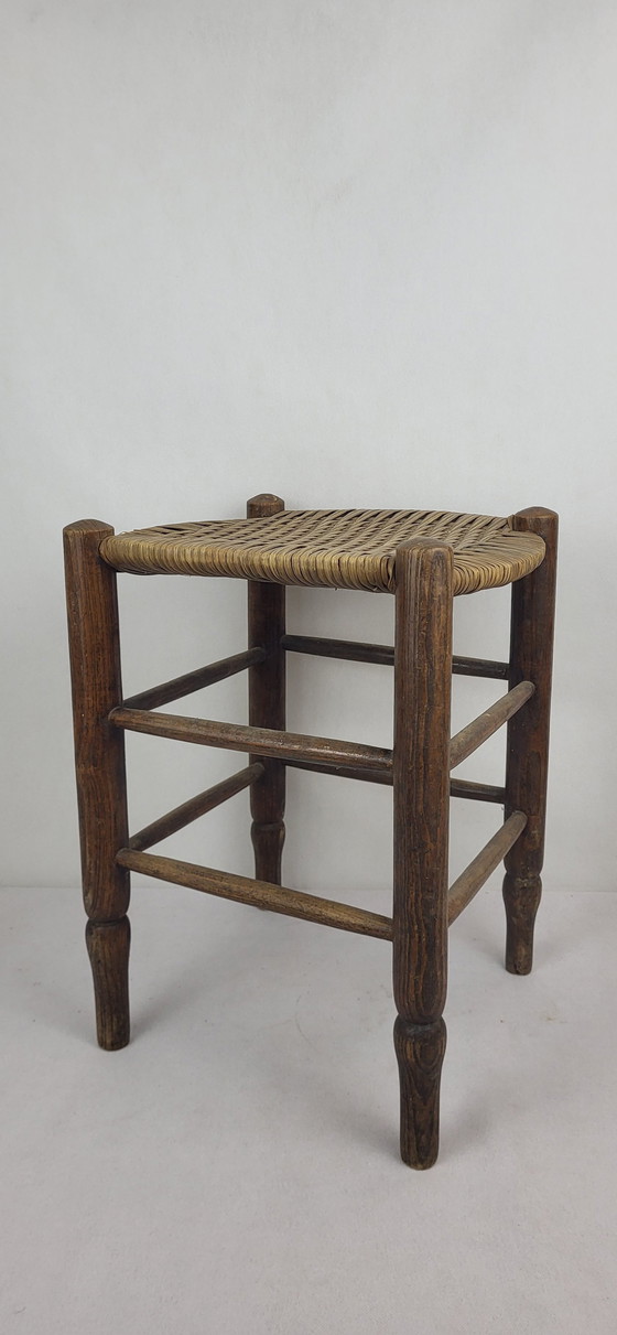 Image 1 of Tabouret En Rotin Tressé