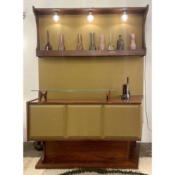 Image 1 of Bar en bois et textile vert du Mid Century, Italie années 1960