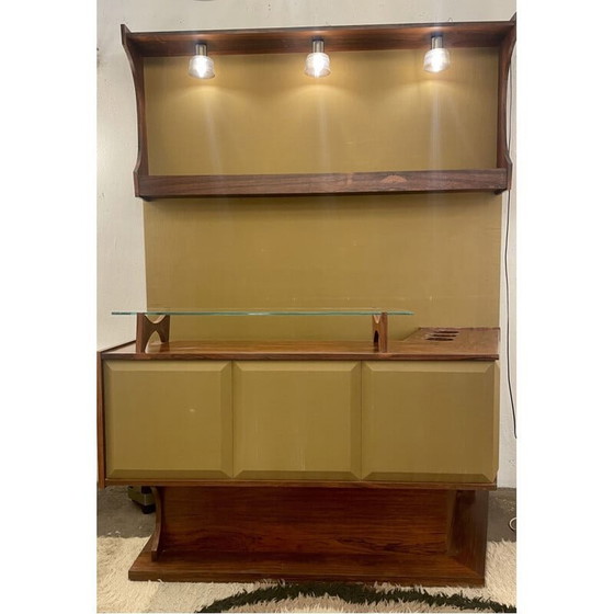 Image 1 of Bar en bois et textile vert du Mid Century, Italie années 1960