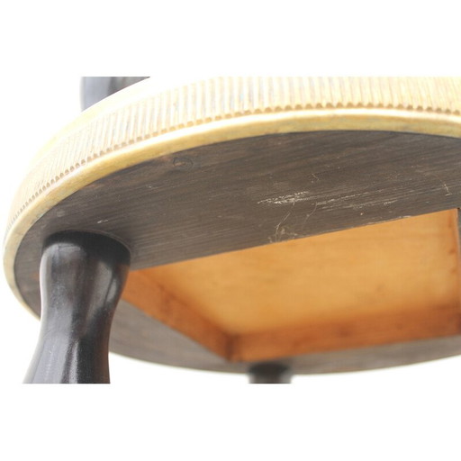 Table d'appoint ronde Vintage Art Deco en bois et laiton, années 1930