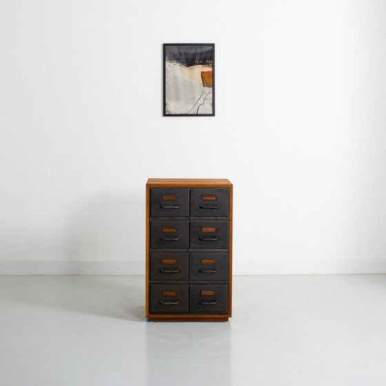 Image 1 of Meuble industriel vintage avec armoire en teck