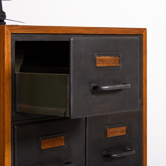 Image 1 of Meuble industriel vintage avec armoire en teck