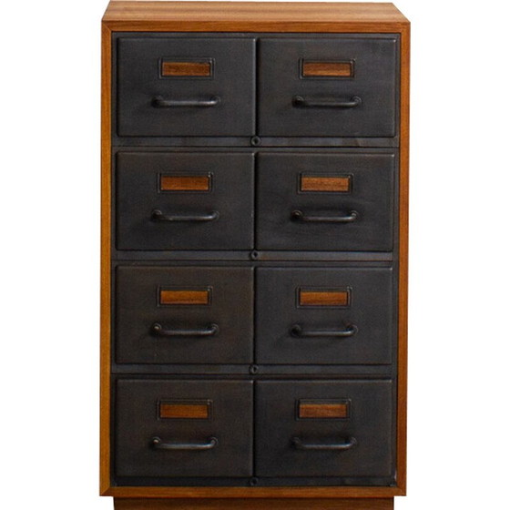 Image 1 of Meuble industriel vintage avec armoire en teck
