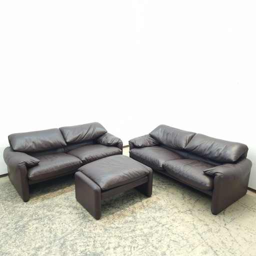 Cassina Maralunga Set 2X Deux-Places Avec Tabouret Marron Magistretti