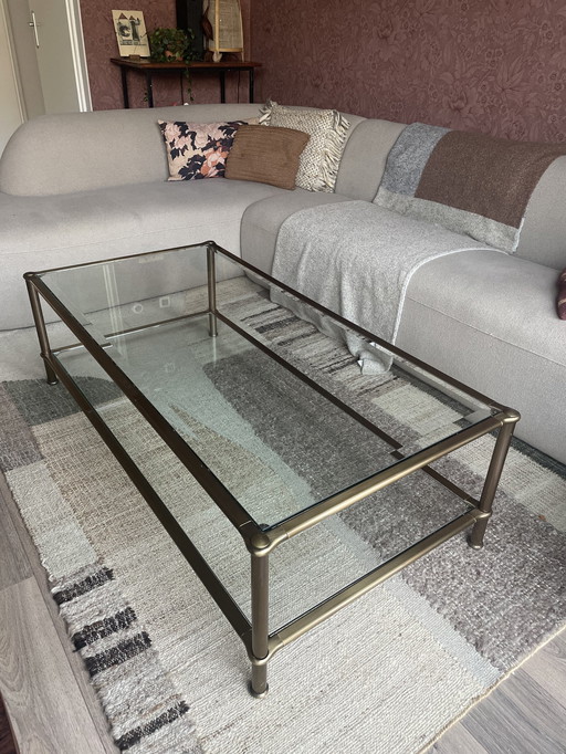 Magnifique table basse en laiton avec verre