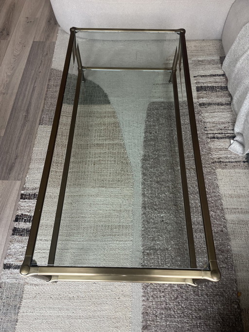 Magnifique table basse en laiton avec verre